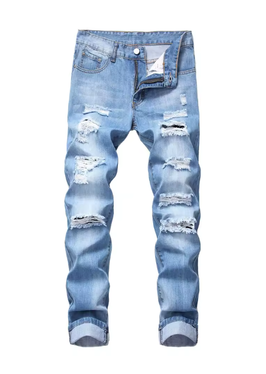Denim Blue Ripped Jeans
