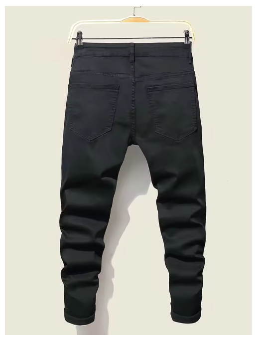Black, Blue-Patch Ripped Jeans